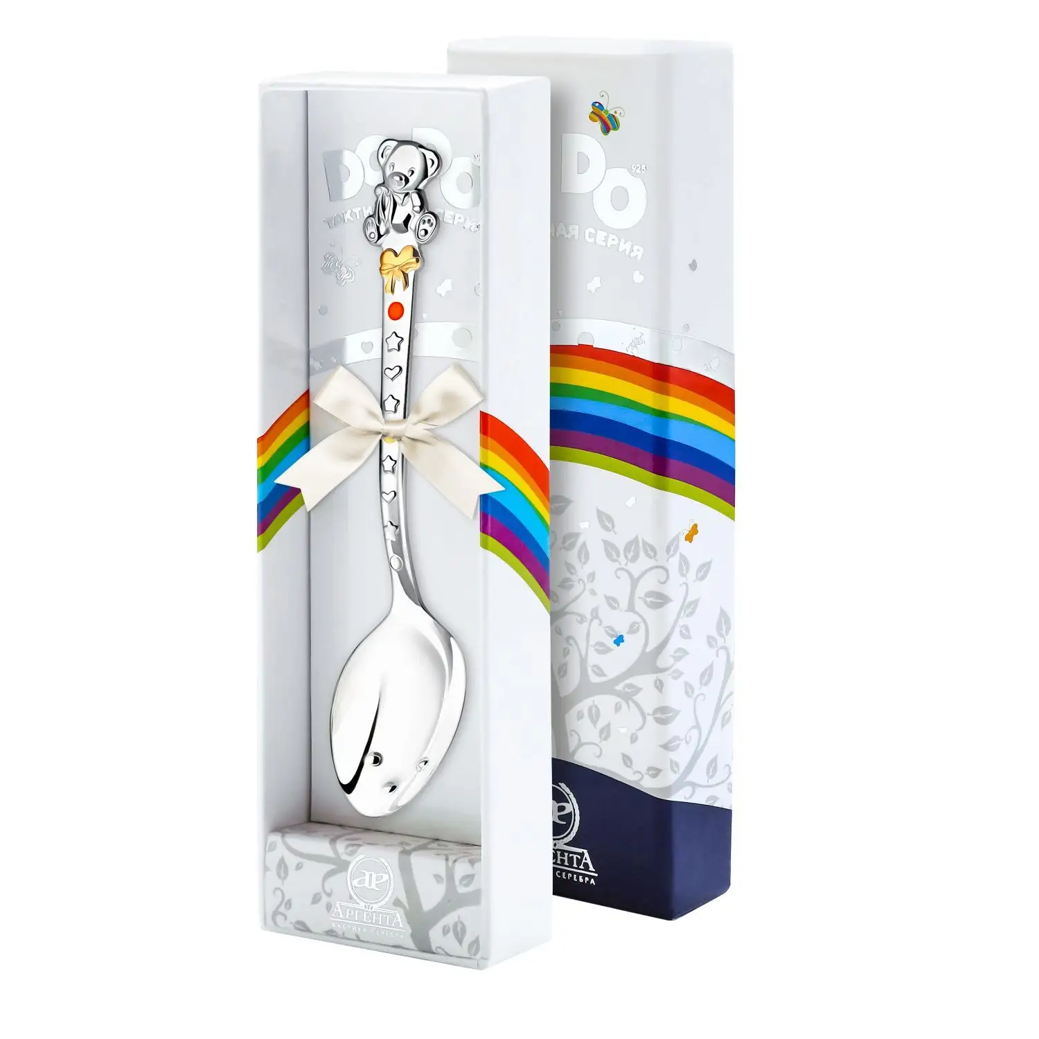 Ложка 1183ЛЖ05808 детская DODO "Мишка с бантом" ч/п с эмалью +