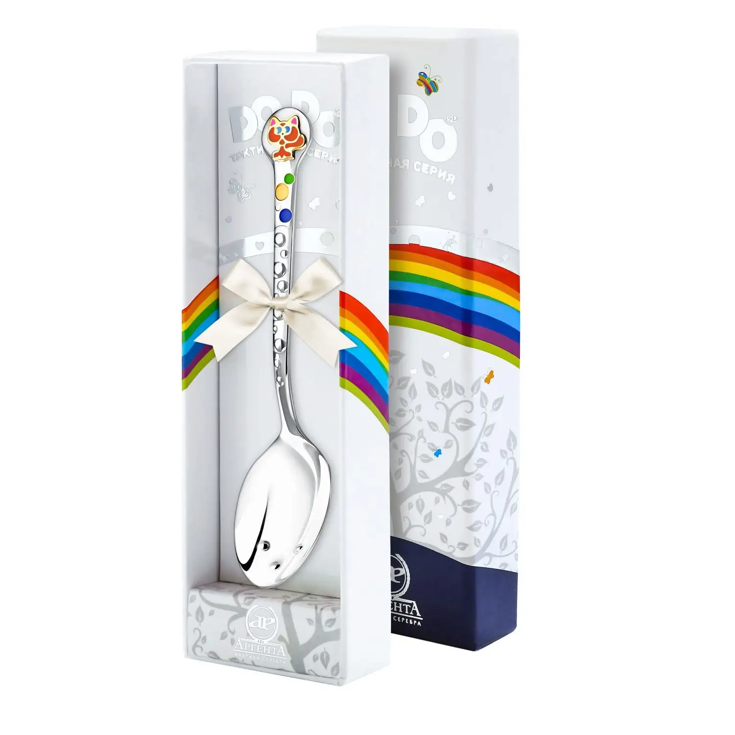 Ложка 952ЛЖ05808_р детская DODO "Котенок" ч/п с рыжей эмалью +